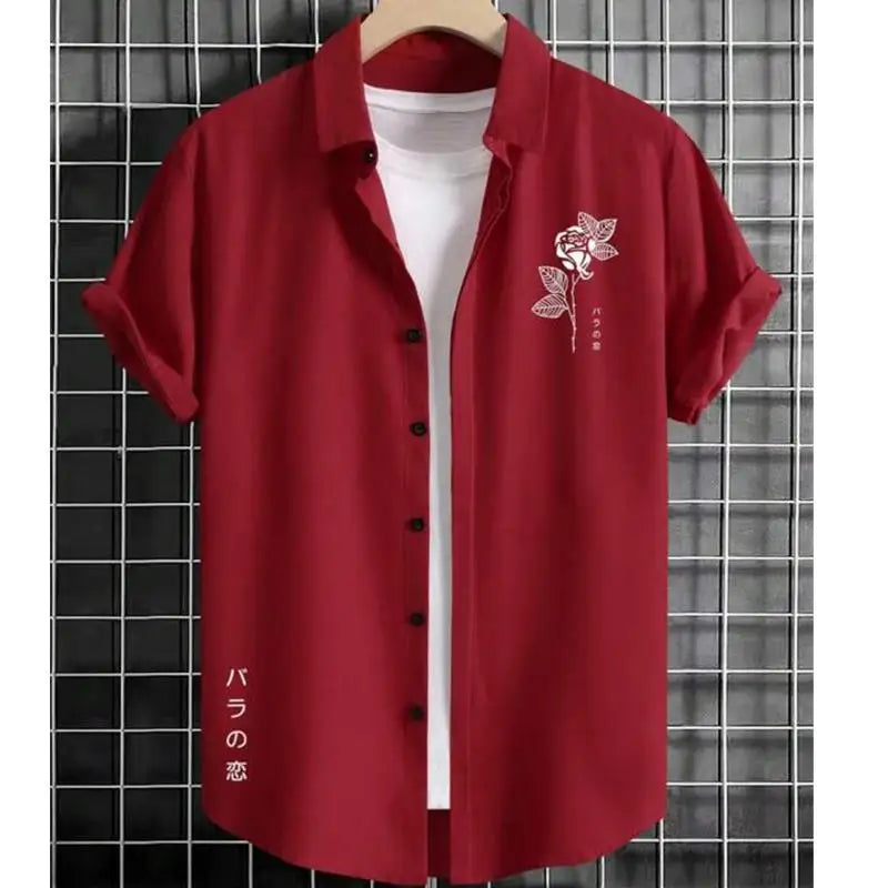 Hawaiian Men'S Shirt 3d Flower&Text Printing Beach Party Sweatshirt Loose Oversized And Blouse High-Quality Clothing