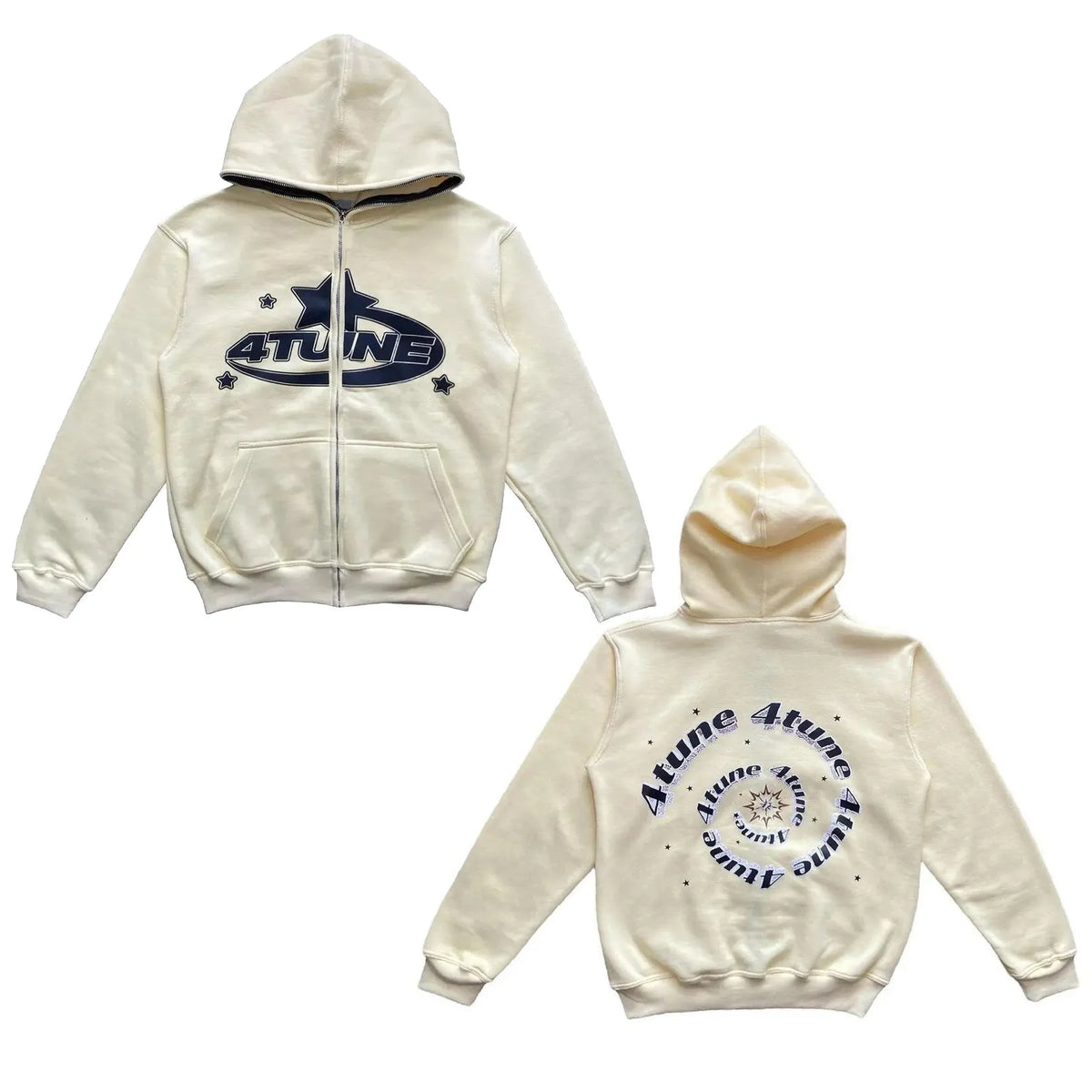New Clothes 4tune Star Letter Print Retro Oversized Hoodie Man Y2K Street Hip-Hop Color Harajuku Casual Zipper Women Sweatshirt
