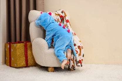 Baby Winter Rompers - Soft Polyester Hooded Jumpsuit With Animal Pattern, Machine Washable