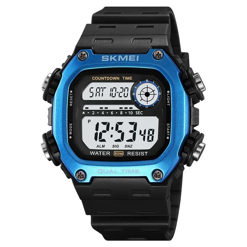Digital Sport Watch - Waterproof Wristwatch With Countdown Timer & Alarm Function