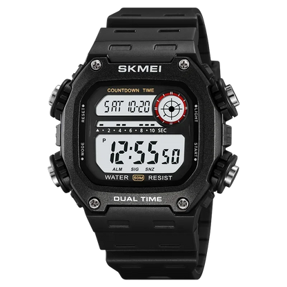 Digital Sport Watch - Waterproof Wristwatch With Countdown Timer & Alarm Function