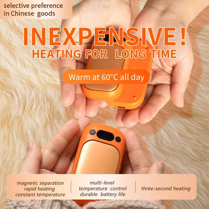 Magnetic Hand Warmer Rechargeable - 4 Colors (Orange/Pink/White/Black) Fast Heating 2-in-1 Pocket Heater for Winter Outdoor