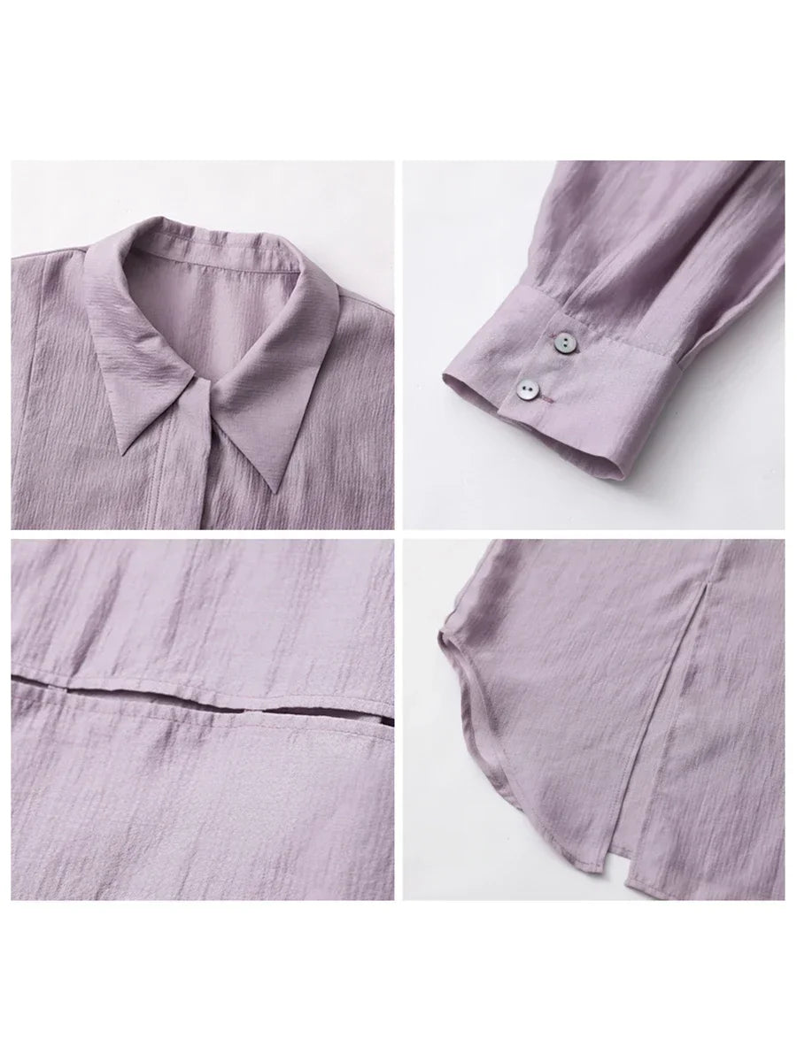 CHIC VEN Women Thin Shirt Long Sleeve Casual Loose Slightly Transparent Cool Blouses Woman Solid Design Female Top Summer 2026
