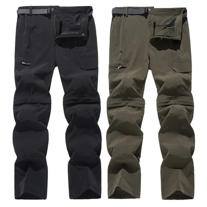 NUONEKO New Elastic Mens Hiking Pants Outdoor Sport Summer Quick Dry Waterproof Detachable Camping Trekking Climbing Cargo Pants