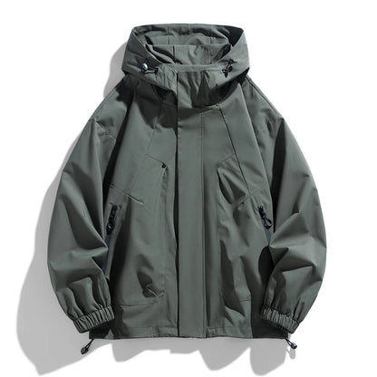 Windproof Waterproof Jacket - Plus Size Workwear Coat With Breathable Zipper Closure