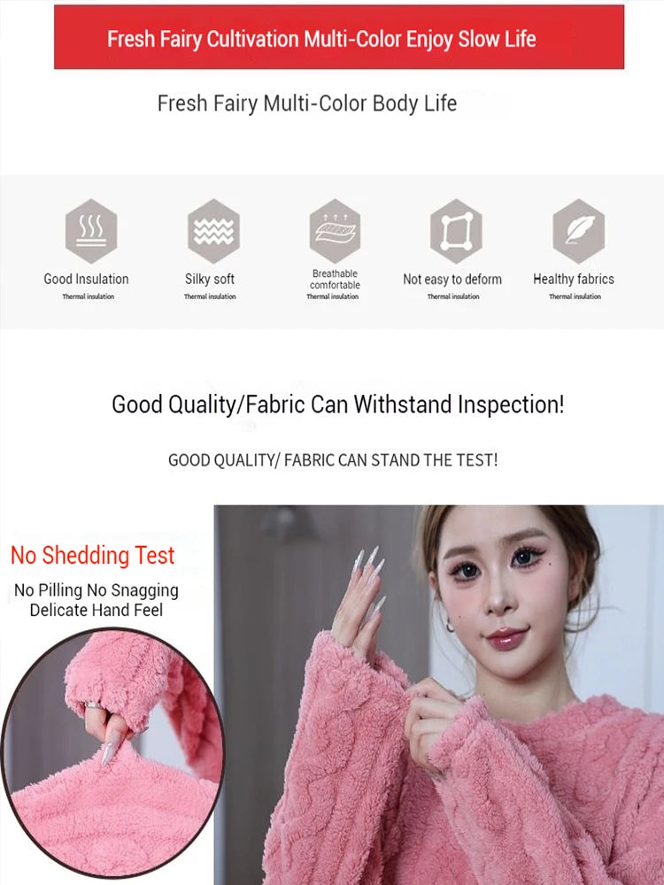 Ultra Soft Warm Coral Fleece Pajama Set Lightweight Fluffy Winter Loungewear Sleepwear For Women Cozy Home Suit Winter Style New