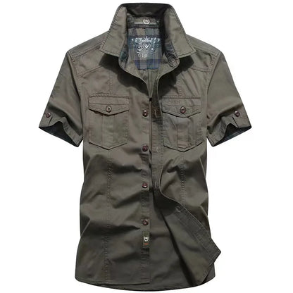 Men's summer thin shirt men's plus size new casual denim inch shirt military uniform shirt men