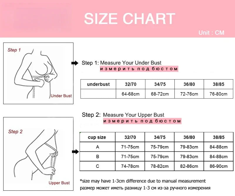 10CM Push Up Bra - Wireless Seamless Bra for Small Chests with Side Support