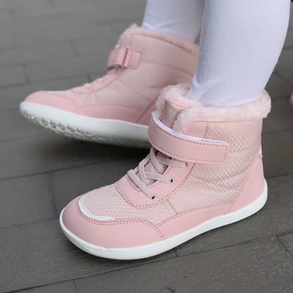 Kids Winter Boots - Wide Toe PU Leather Snow Shoes for Boys & Girls | Warm Ankle Height
