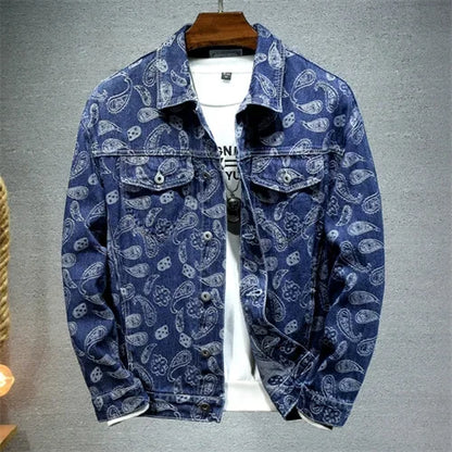 2025 New Men Pure Colour Denim Jacket Single-breasted Lapel Daily Casual Simple Coats