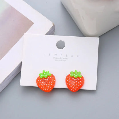 Children's Earrings No Punch Cute Vegetables Flowers Girls Ear Clips Korean Version Pain-resistant Resin Children's Ear Clips