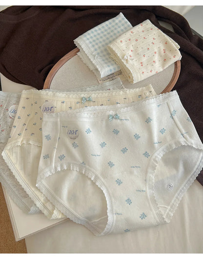 Fresh and Simple Style Class A Cotton 100A Antibacterial Extended Crotch Seamless Women's Triangle Underwear