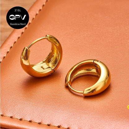 2PCS 316L Medical Stainless Steel Earrings With A Niche Design Women's Perforated Jewelry Light Luxury Ear Rings