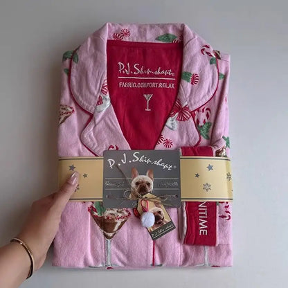 2026 Spring Autumn Winter New Home Clothes Women Cotton Pajamas Suit Cartoon Nightwear Comfort Shirt Pants Gift Loungewear