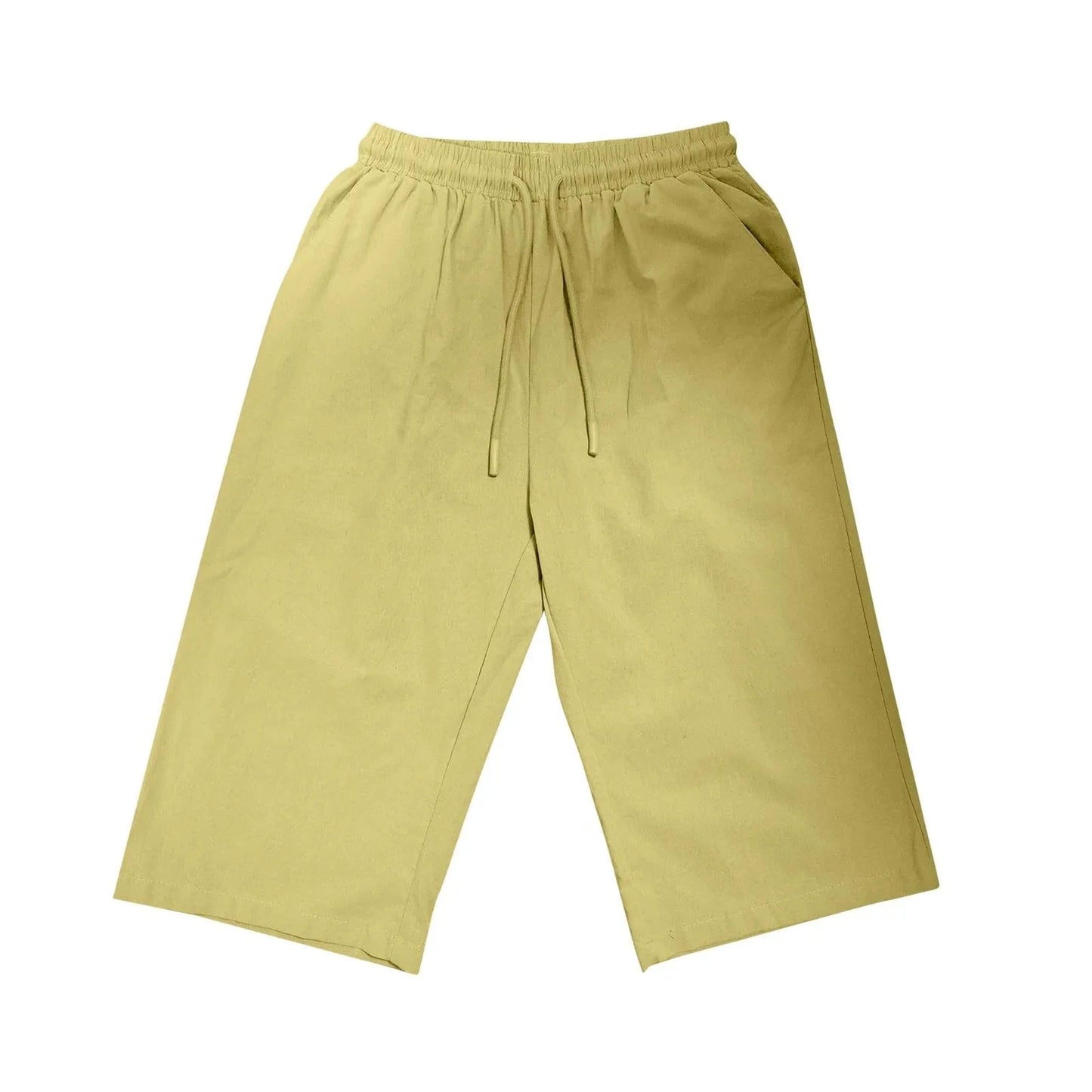 Casual Cotton Linen Pants For Female Streetwear Solid Color Wide Leg Capri Versatile Palazzo Pants Baggy Cargo Pants With Pocket