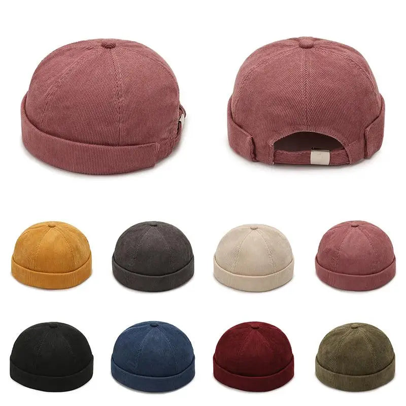 Retro Dome Beanie Hat For Men And Women Brimless Hats Skullcap Docker Adjustable Solid Color Novelty Cotton Caps Men Bonnet