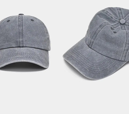 Sunscreen Water Washed MEN'S Baseball Cap with a Small Face, Retro Distressed and Versatile Trendy Duck Tongue Hat, MEN'S Big He