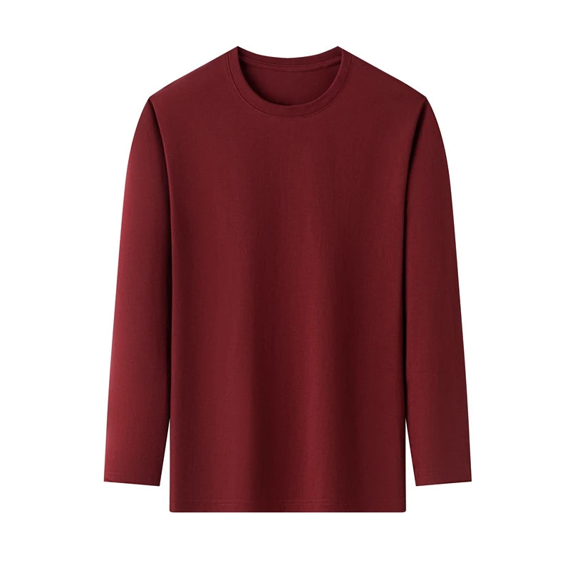 Men's Cotton T-Shirt - Long Sleeve Tee | Breathable Solid Color Shirt, Casual Summer Top