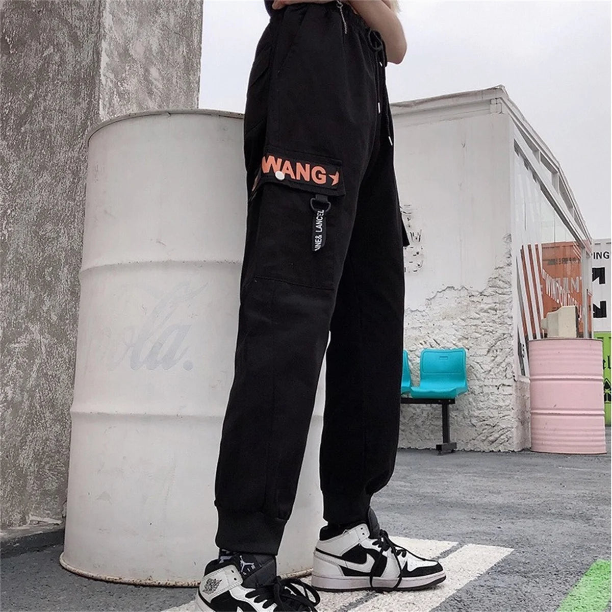 Black Fashion Korea Cargo Pants Women High Waist Baggy Tactical Sweatpants Fashion Hip Hop Harajuku Joggers Trousers Female