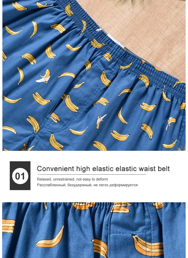 Men's Boxer Shorts Men Underwear 100% Cotton Loose Short Home Wear Comfortable Boxer Short Printed Men's Underwear Men Boxerpure