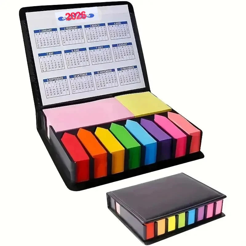 2026 New 1 Set of Colorful Convenience Stickers Organization Multi-Color Stickers Set Leather Packaging Box Calendar