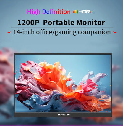 Portable Gaming Monitor 14.1 Inch IPS Screen Extended Display with Dual Speakers
