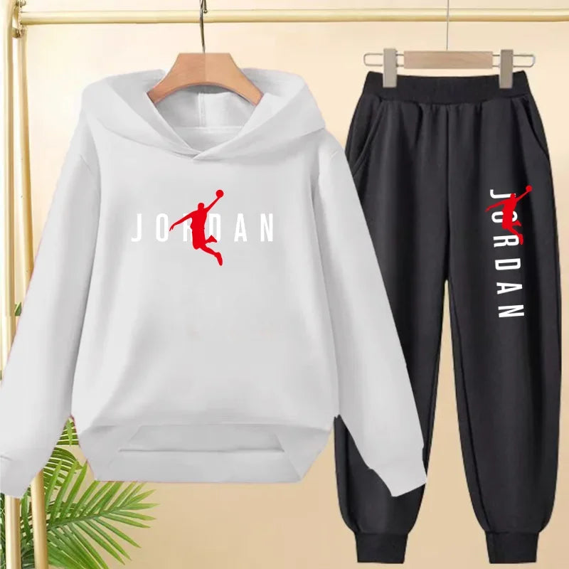 Children's Sportswear Set with Hoodie Sweatshirt And Long Pants Suitable for Kids Aged 3-13 Years Old for Engaging in Sports