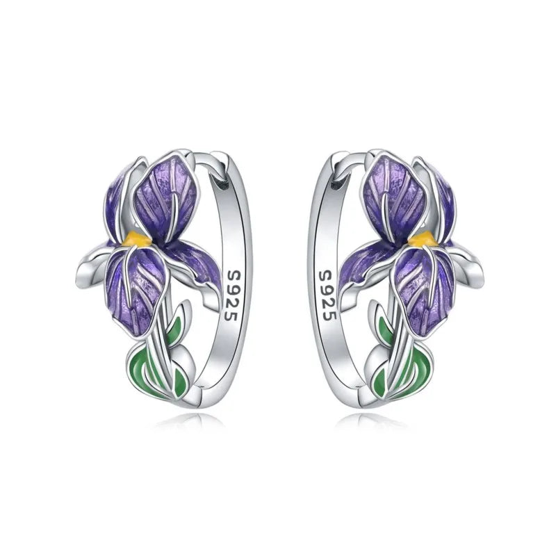 MISEFF Real 925 Sterling Silver Earring Gradual Change Green Blue Colored Zircon Hoop Earrings Engagement Wedding Jewelry Gifts