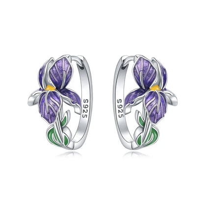 MISEFF Real 925 Sterling Silver Earring Gradual Change Green Blue Colored Zircon Hoop Earrings Engagement Wedding Jewelry Gifts