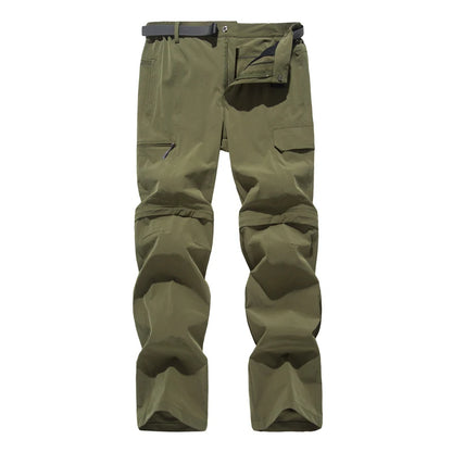 NUONEKO New Elastic Mens Hiking Pants Outdoor Sport Summer Quick Dry Waterproof Detachable Camping Trekking Climbing Cargo Pants