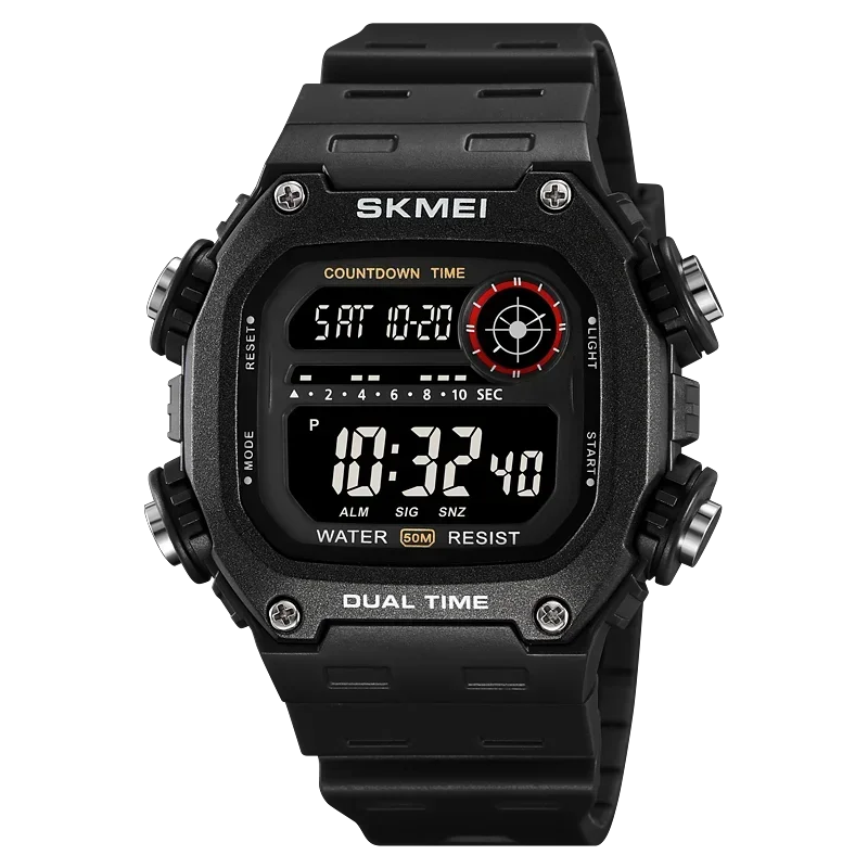 Digital Sport Watch - Waterproof Wristwatch With Countdown Timer & Alarm Function