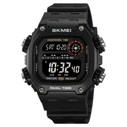 Digital Sport Watch - Waterproof Wristwatch With Countdown Timer & Alarm Function