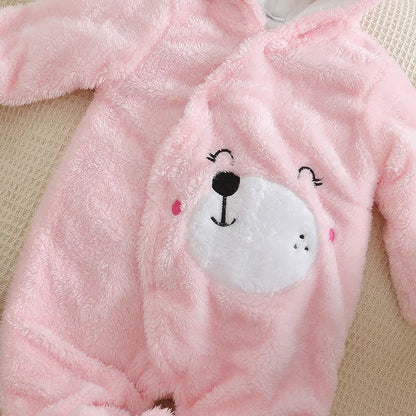 Baby Winter Clothes - Plush Baby Romper With Cute Cartoon Animal Prints For 0-2 Years