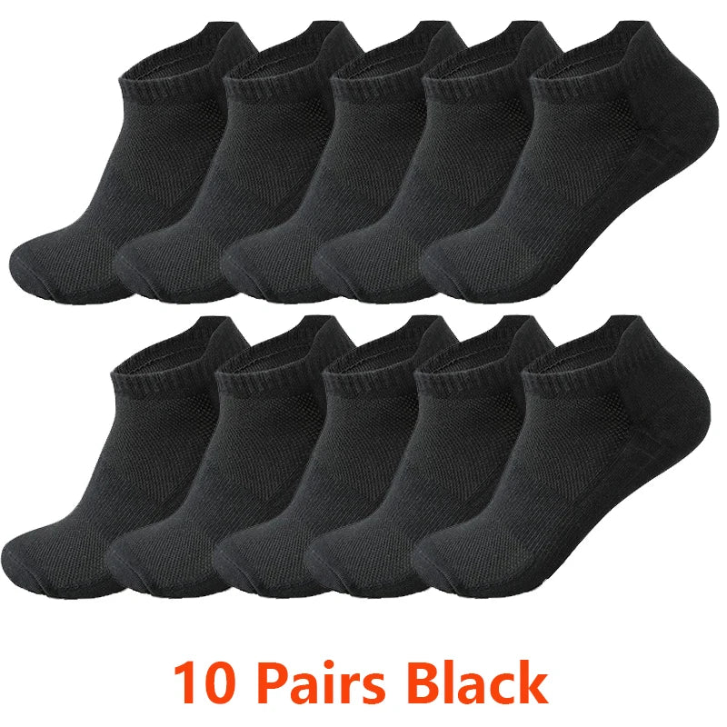 Ankle Socks Men Women - 10 Pairs Breathable Cotton Mesh Running Socks for Summer