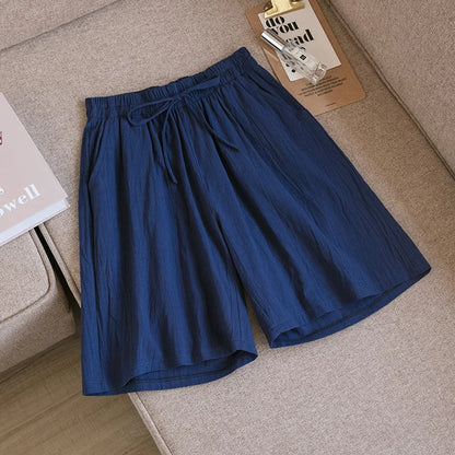 2024 Women Cotton Shorts,Summer Casual Solid Two Pockets shorts high waist loose shorts for girls Soft Cool female shorts