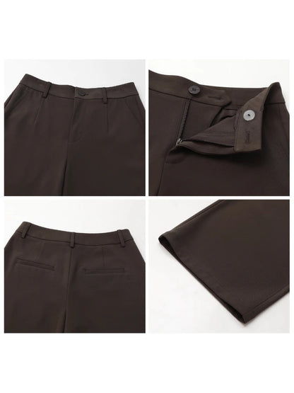 CHIC VEN Women Pants Solid Casual  Slim Straight Leg Suit Wide Leg Ladies Trousers Spring Autumn 2025 Clothing for Woman