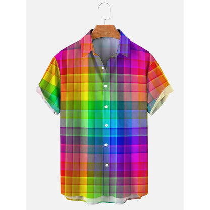 New Hawaiian Shirts for Men Casual Button Down Short Sleeve Unisex Striped 3D Print Summer Beach European Size S to 5XL