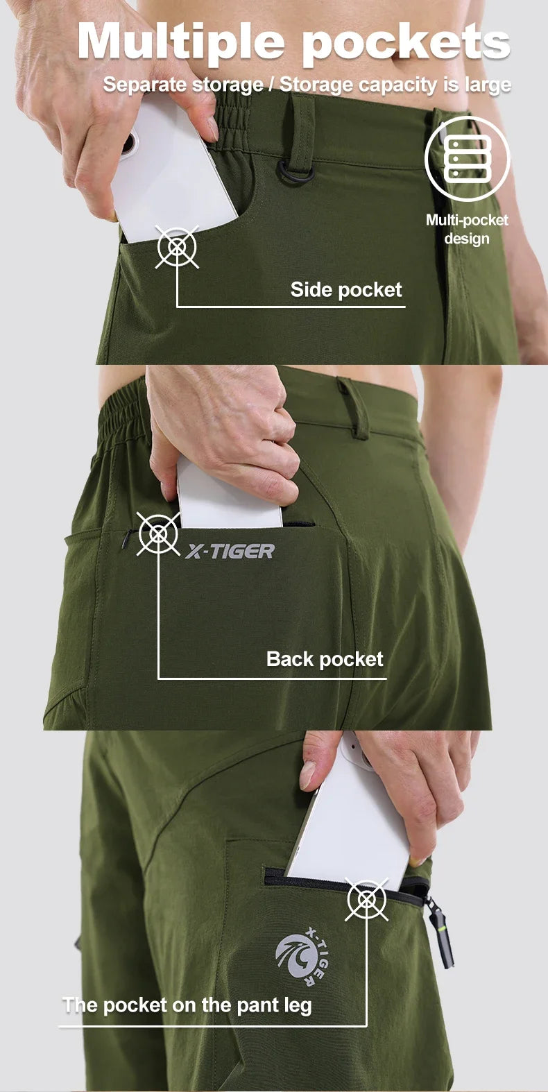Mountain Bike Shorts – Breathable Multi-Pocket Cycling Shorts with Elastic Waistband