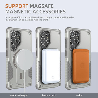 Fold Stand Holder Magnetic Armor Case For Samsung S26 S25 Ultra S24 Plus A26 A16 A56 Wireless Charging Bracket Shockproof Cover