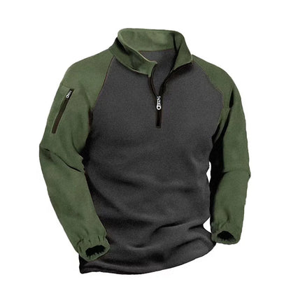 Autumn Winter Men's Fleece Hoodies Half Zipper Patchwork Pullover Coats Men Fashion Outdoor Warm Sweatshirts Male Casual Hoodies