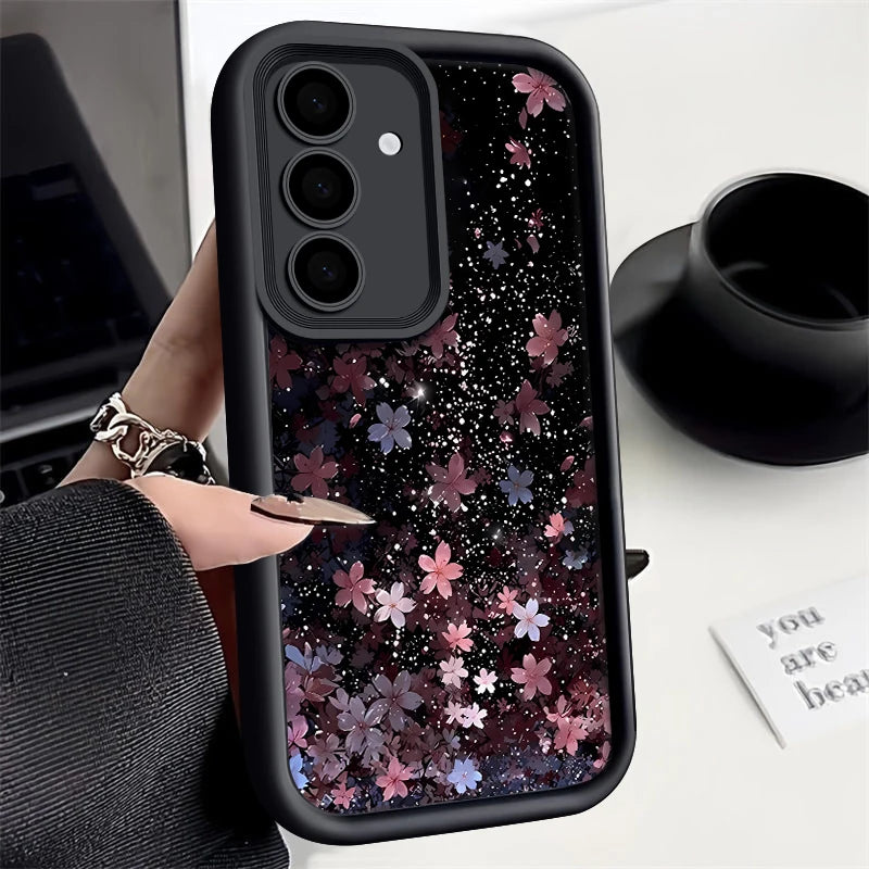 Cherry Blossom Silicone Case For Samsung Galaxy S25 Edge S26 S24 S23 Ultra S24 FE A57 A55 A37 A15 A16 A17 A35 A56 5G TPU Cover