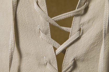 New Men's Casual Blouse Cotton Linen Shirt Tops Long Sleeve Tee Shirt Spring Autumn Slanted Placket Vintage Yoga Shirts