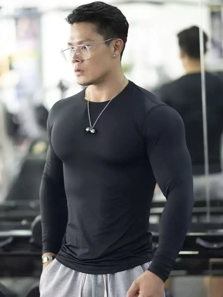 Men's Compression Shirt - Quick Dry Rashguard Gym Fitness Tee for Running & Surfing