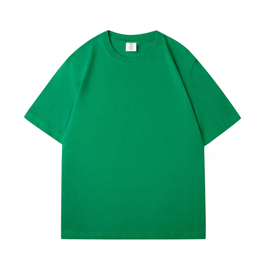 WAVLATII New Women Solid Cotton T shirts Female Dark Green Oversized Casual Soft Tees Unisex Short Sleeve Summer Tops