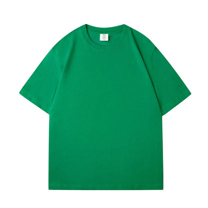 WAVLATII New Women Solid Cotton T shirts Female Dark Green Oversized Casual Soft Tees Unisex Short Sleeve Summer Tops