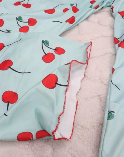 Y2K Coquette Cherry Print Pajama Set Womens Cami Crop Top Pants Two Piece Sleepwear Loungewear Summer Spring Autumn Outfits