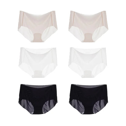 6PCS Summer Ice Silk Seamless Underwear Ladies Summer Ultra-thin Sense Quick-drying Pants Briefs Panties M-XL