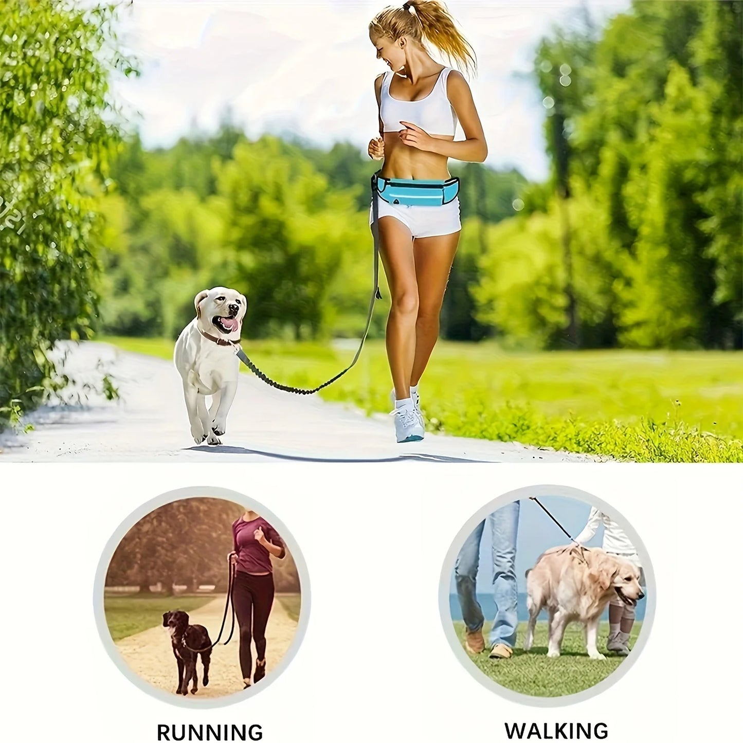 Hand Free Dog Leash for Pet Walking Running Jogging Adjustable Dog Leash Waist Belt Chest Strap Traction Rope Dog Accessories