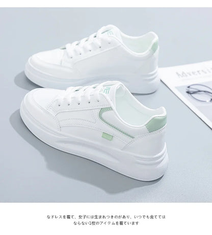 Outdoor Women Walking Shoes Skateboarding Shoes Women Sneakers PU Leather Lace-Up Breathable Jogging Casual Sneakers De Mujer