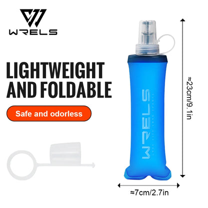 WRELS Soft Water Bottle Collapsible Soft Flask TPU Running Water Bottle Foldable Water Bag BPA-Free Sports Soft Water Flask